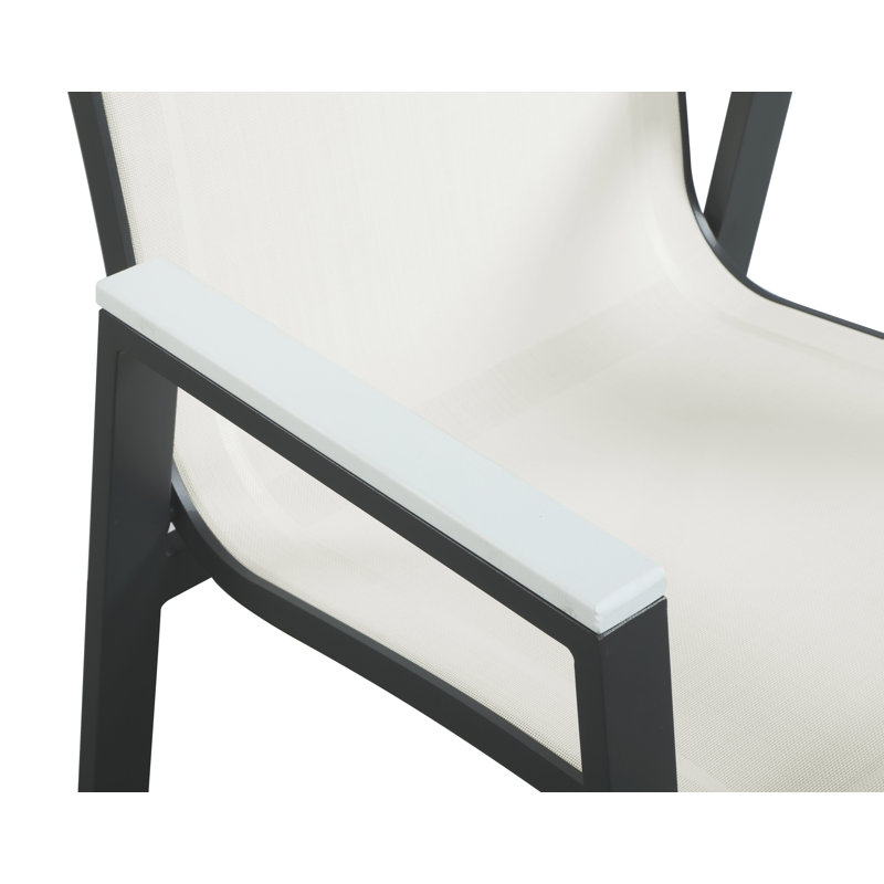 Fauteuil de patio empilable Lajoy, Blanc, Noir, Blanc
