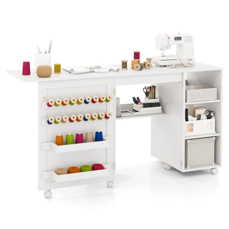 88cm x 50cm Foldable Sewing Table with Wheels