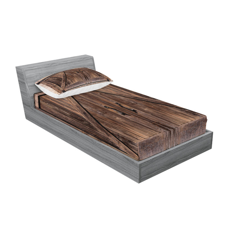 Drap-housse et coussin décoratif Ambesonne, brun, Ensemble de draps pour lit simple TG + 5 articles 