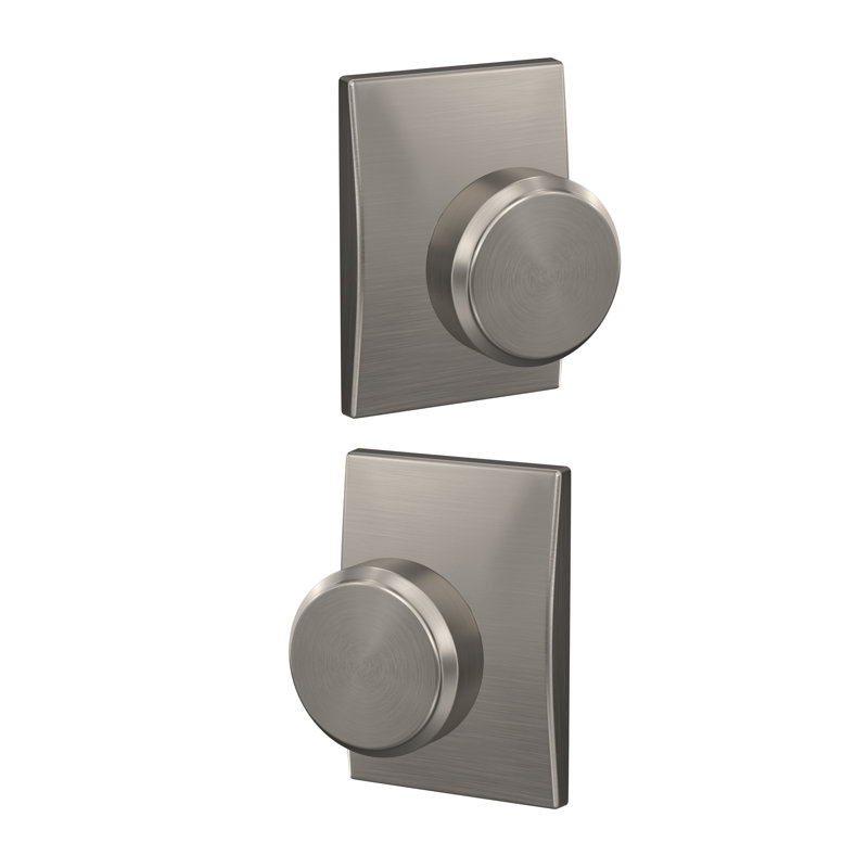 Bowery Non-Turning Knob with Century Trim, Satin Nickel, 5.16" H x 2.75" W x 2.72" D