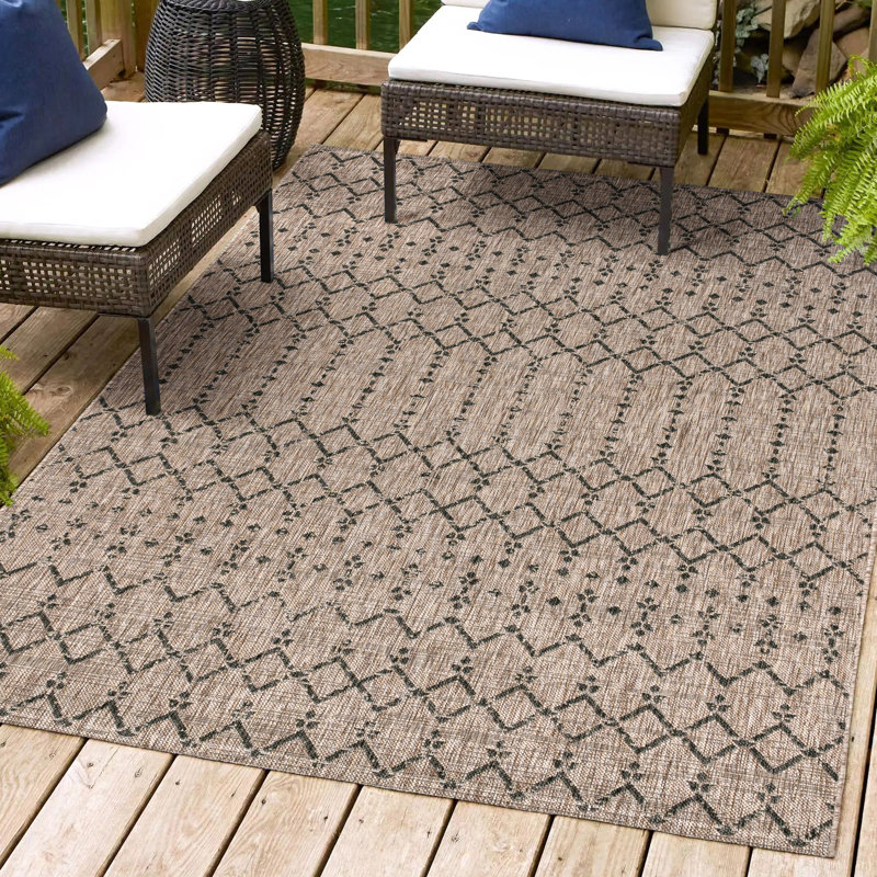 Tapis d'intérieur / extérieur Crompton, Rectangle 6 pi x 9 pi, Naturel/noir