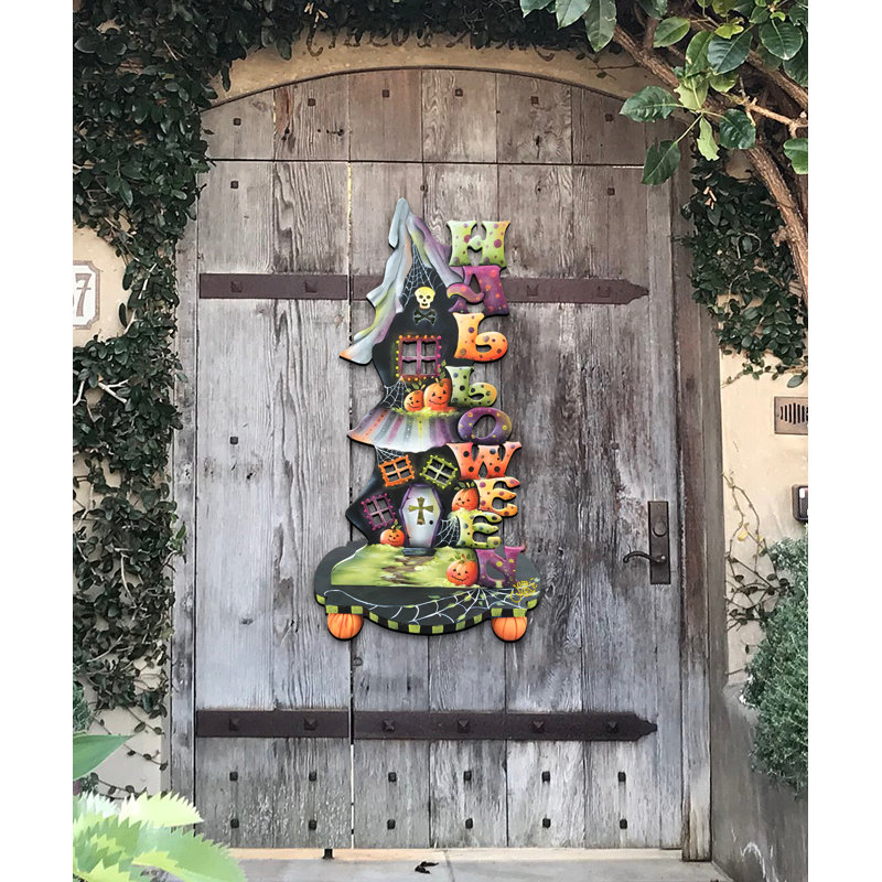 Suspension de porte en bois figurine suspendue pour porte de bougie halloween