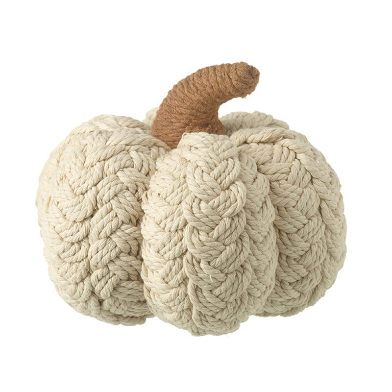 Cream Pumpkin Decoration, 14cm H x 18cm W x 18cm D