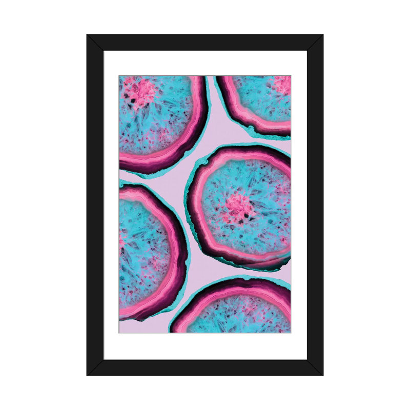 « fluo agates », impression sur toile, H 24 po x l 16 po x P 1 po, Papier d'art encadré noir, Blanc