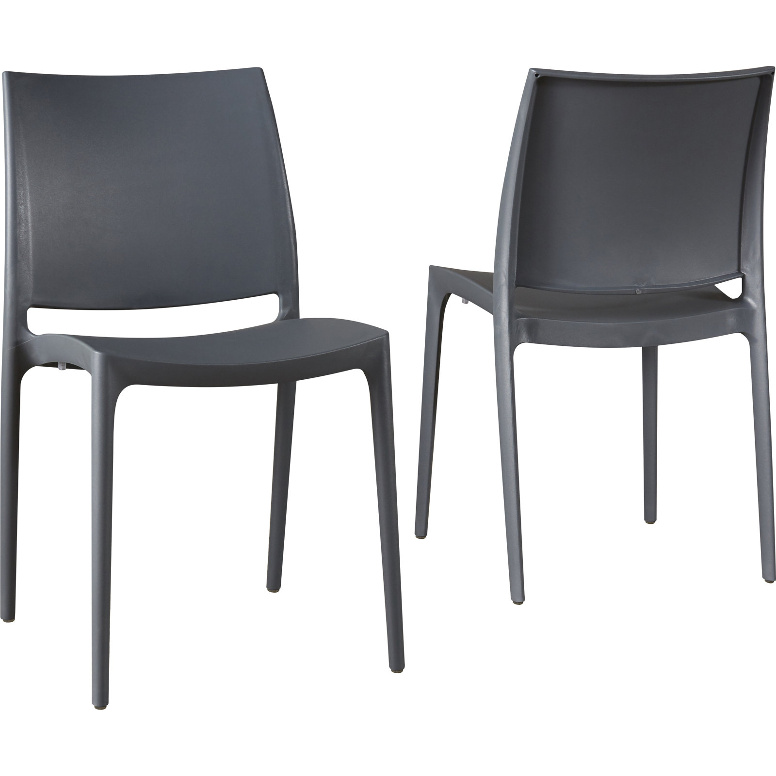 Burt Stackable Patio Side Chair, Dark Gray
