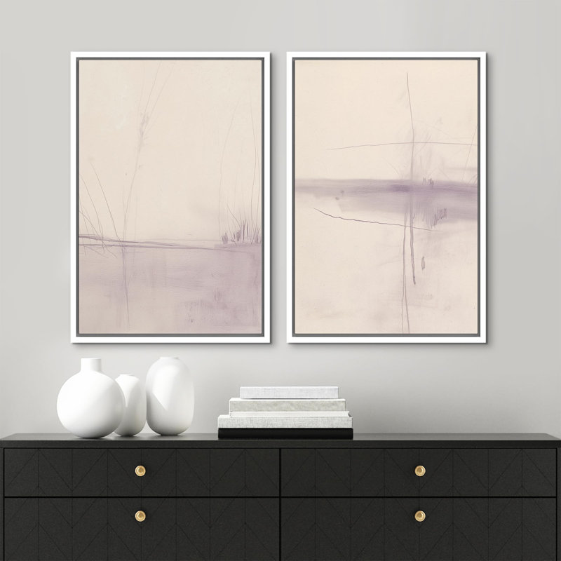 «Mid-Century Modern Brown», 2 pièces sur toile, H 16 po x l 24 po, Cadre blanc
