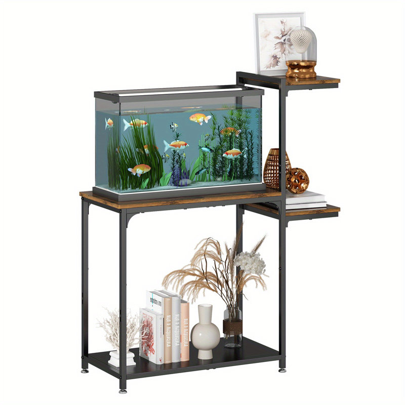 Support pour aquarium en métal à 5 couches de 5 à 10 gallons, conception à double couche, adapté pour ranger les accessoires d'aquarium - support pour aquarium multifonctionnel sur pied 24,4 po x 14 po.