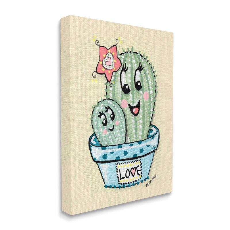 «Happy Cactus Plants», art mural sur toile par Michelle Gilsey, H 30 po x l 24 po