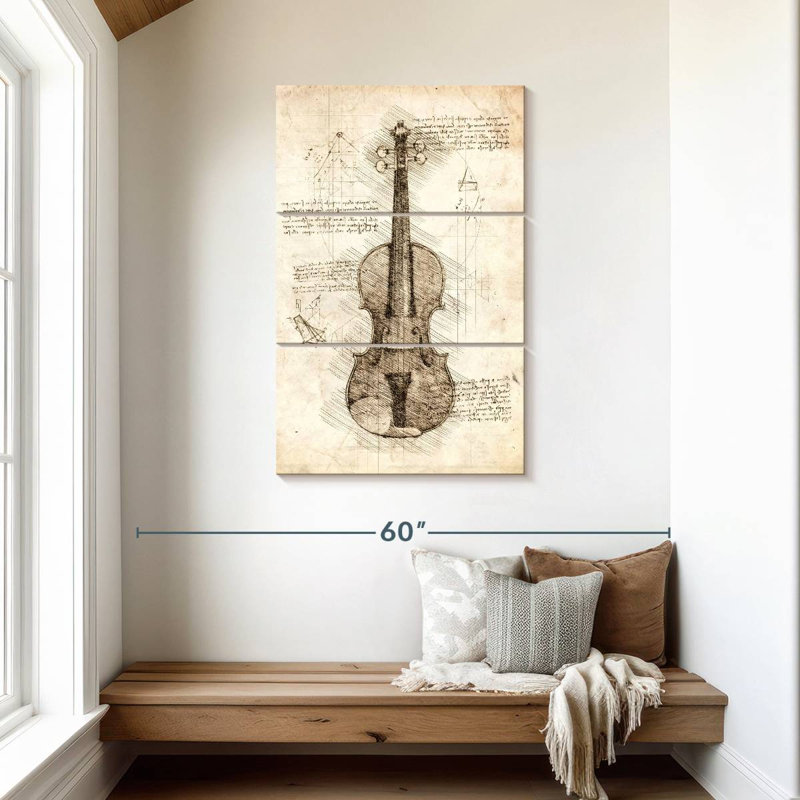 Vieux plan de violon, H 45 po x l 28 po