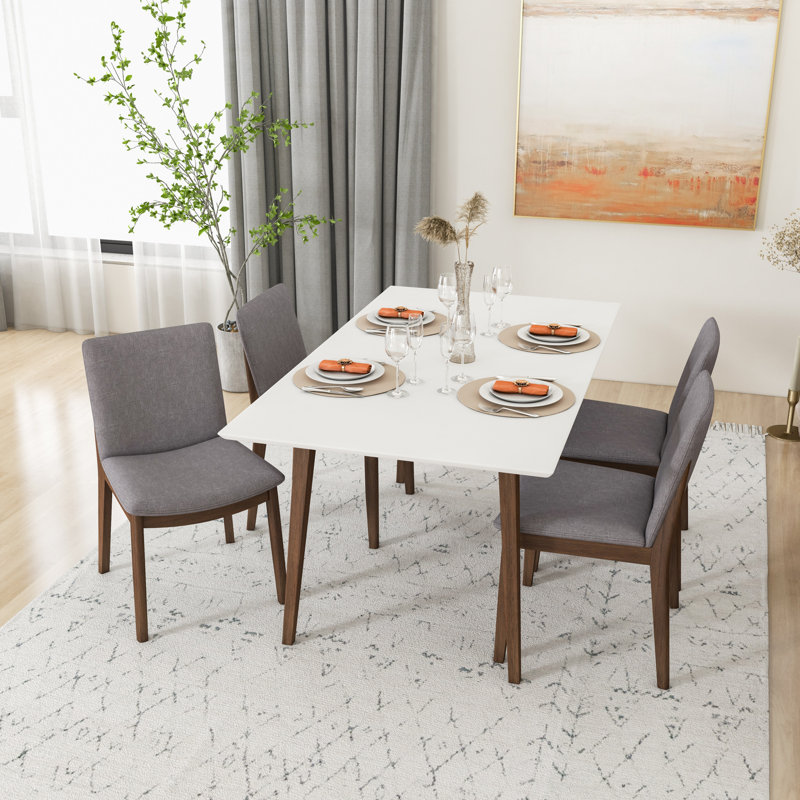 Ensemble repas pour 4 personnes Dipson, Gris clair, Blanc