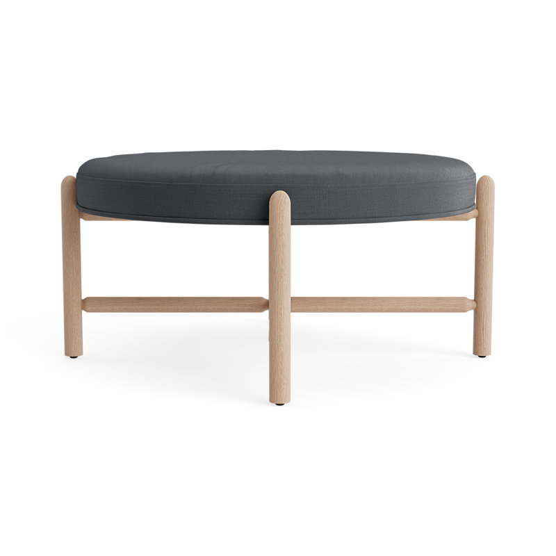 Vane 36" Upholstered Ottoman, Charcoal, Oak