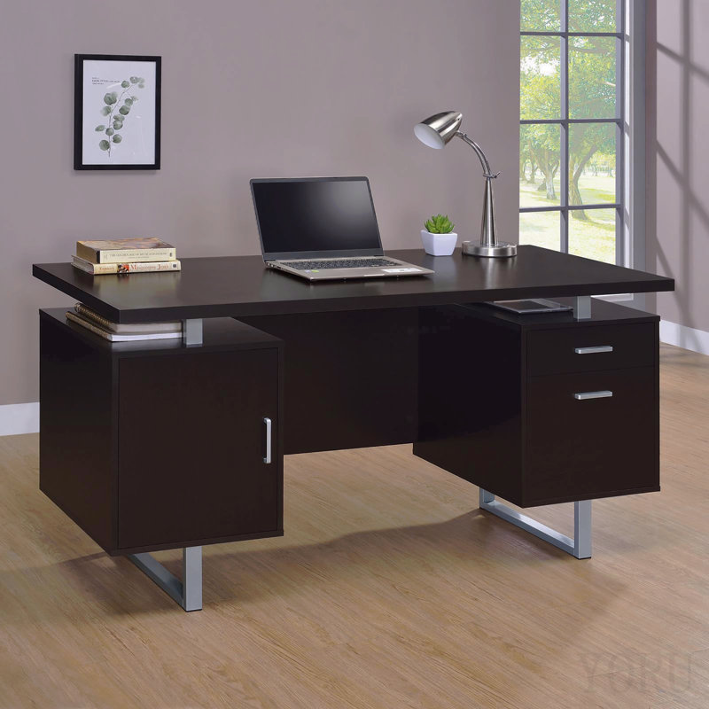 Bureau flottant à 2 tiroirs Cappuccino