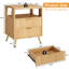 Table de chevet de style Mid-Century à 2 tiroirs de 23 po de hauteur avec casier ouvert, jolie table de chevet cannelée avec tablette ouverte, table de bout avec rangement pour chambre à coucher, salon, canapé et bureau-503095675