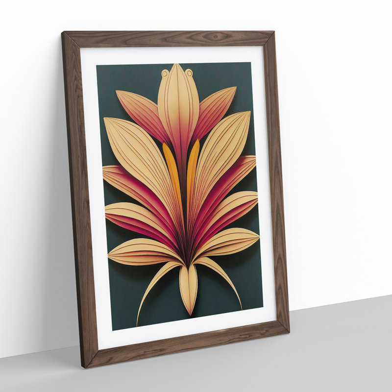 Flower No.4 - Single Picture Frame Print, Walnut Framed, 64cm H x 46cm W x 2cm D