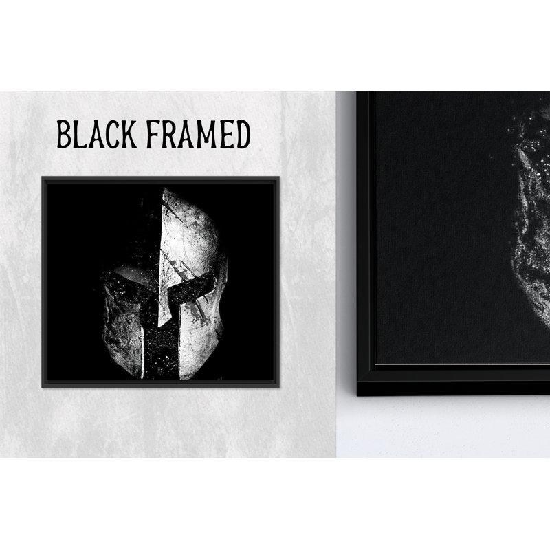 «Spartan Helmet Canvas Wall Art», reproduction de Molon Labe, décor moderne, 1P, cadres noirs encadrés