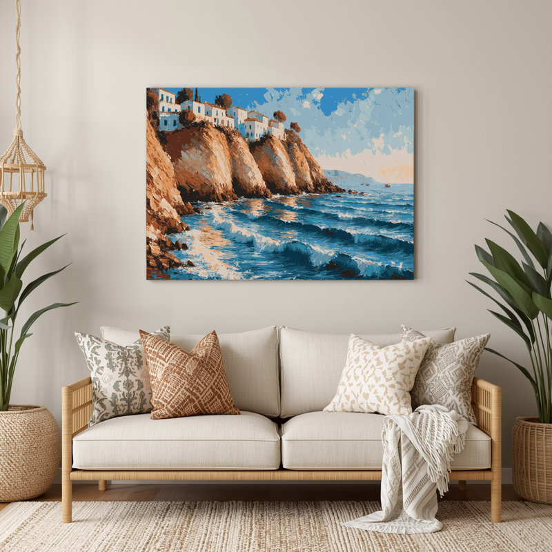 Coastal Aegean Coast Green Metal Wall Art, 132" H x 168" W x 0.05" D