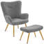 Boucle Accent Chair, Upholstered Armchair with Footstool-376201858