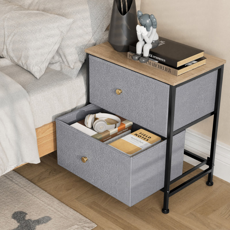 Table de chevet 2 tiroirs Jaece, Dusty Blue, Individual