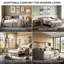UK&EU 3-in-1 Velvet Extendable Daybed with Pop-Up Trundle, Upholstered Sofa Bed Frame, Beige & Grey, 90x190/200cm-367988562-367988563