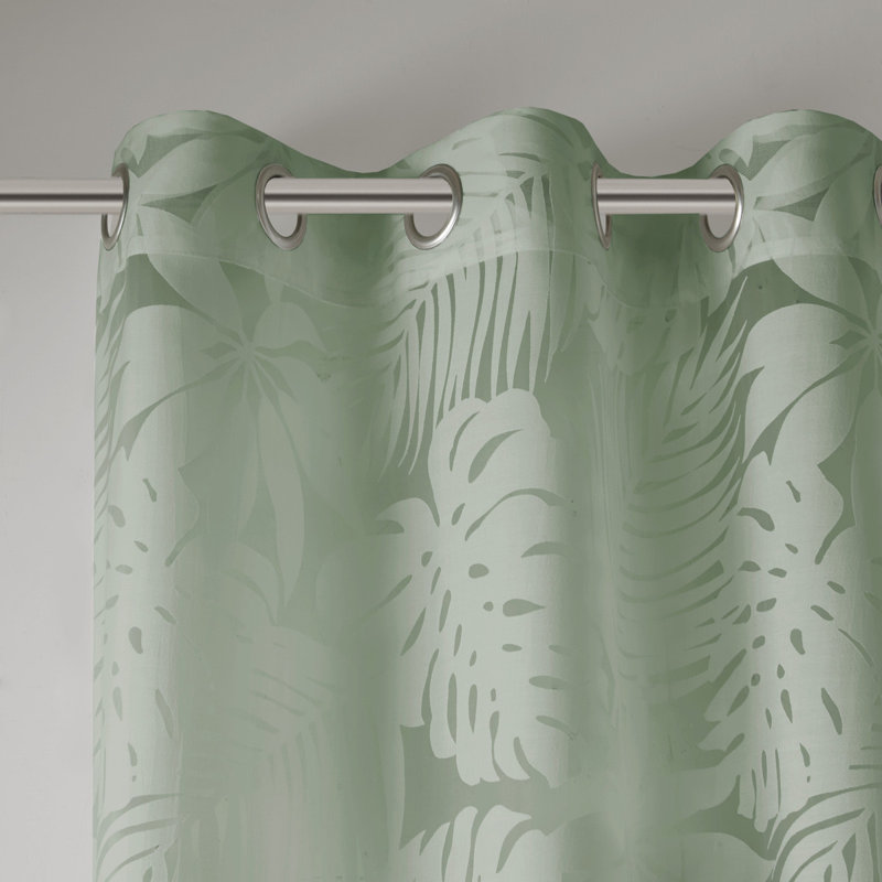 Feuille de palmier Burnout vert sauge 50 x 95 po, l 50 po x L 95 po