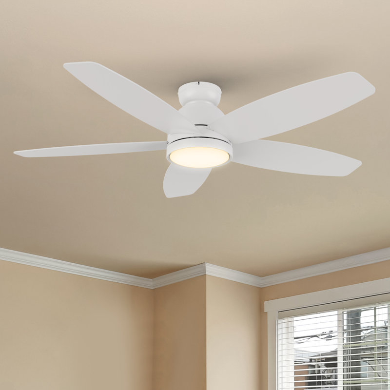 52'' Ceiling Fan with LED Lights, White, White