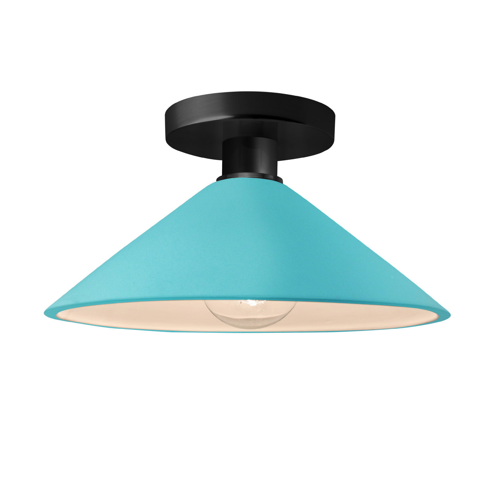 Single Light Ceramic Semi Flush Mount, Reflecting Pool, Matte Black, Incandescent (Not Included)