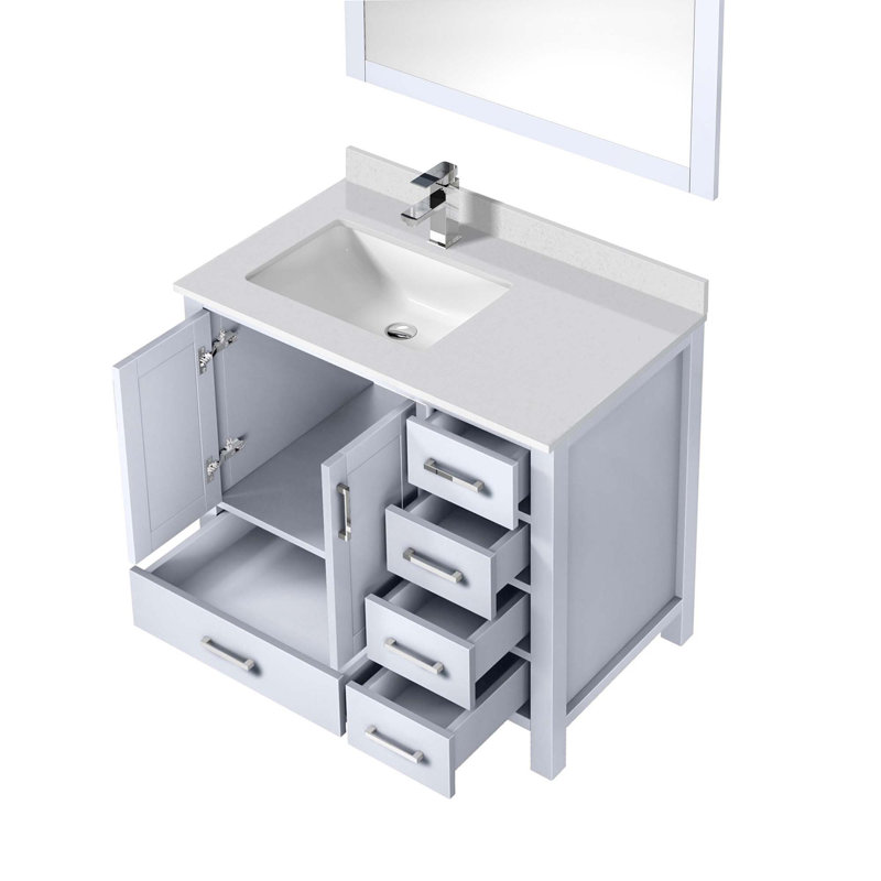 Ensemble de meuble-lavabo, robinet gauche et robinet Miroirs, Blanc