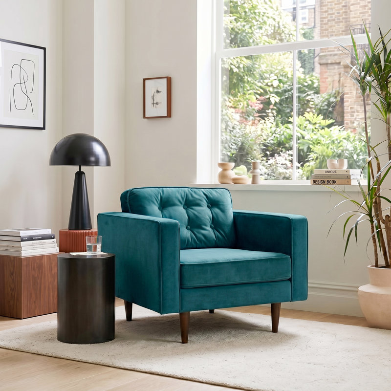 Ney 95.76Cm Wide Tufted Armchair, Teal
