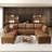 Modular Sectional Sofa With Storage, Modern Brown Faux Leather, Reversible Chaise, U Shaped Couch For Living Room, Waterproof & Easy Clean, 6 Seats With 2 Ottomans