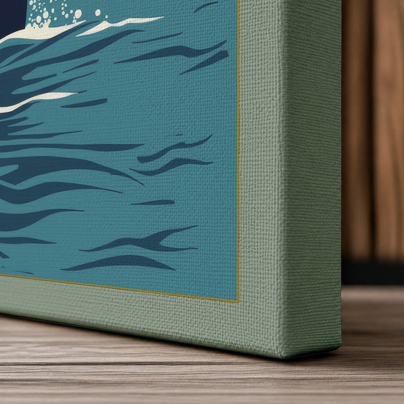 Whale Tail Rising Minimalist - Wrapped Canvas, 36x24 - 91.4 x 61.0 cm, Sage Border