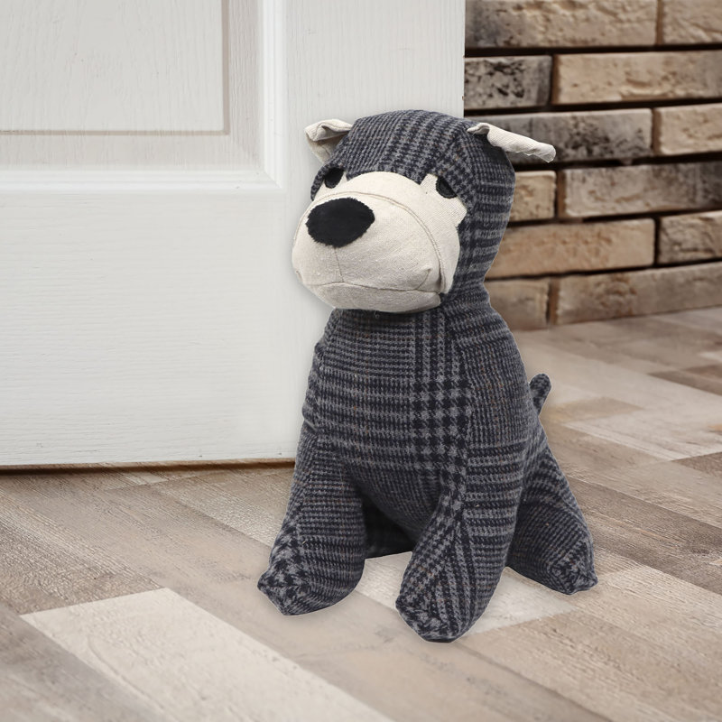 Decorative Dog Door Stop - 2.3 lb. Weighted Door Stopper, Stripes Gray