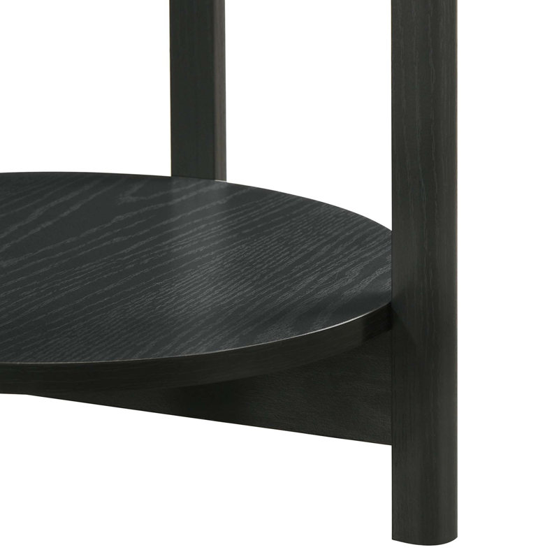 Table d'appoint ronde de style transitionnel avec tablette de rangement ouverte