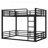 Metal Bunk Bed, Full Over Full Floor Bunk Bed Frame,Heavy-Duty Bunk Bed For Kids, Teens, Adults, Noise-Reduced Design, Black-1767659448