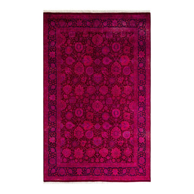 Overyed One-of-a-Kind Rectangle 6'1" X 9'4" New Age Wool Area Rug Red/Pink/Purple/Black