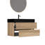 Meuble-lavabo mural 36 po avec lavabo en quartz d'ingénierie en chêne, double tiroir noir doux, style Mid-Century, panneau de grille, combinaison de couleur noyer, panneaux E1, laque à base d'eau E0,