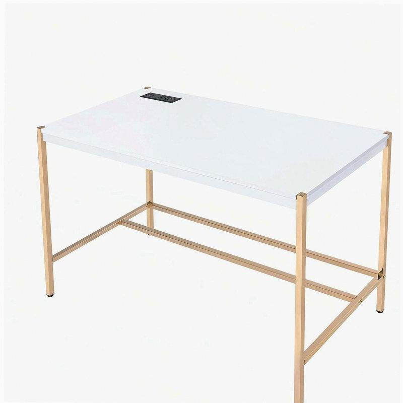 Bureau d'écriture avec ports USB, Blanc