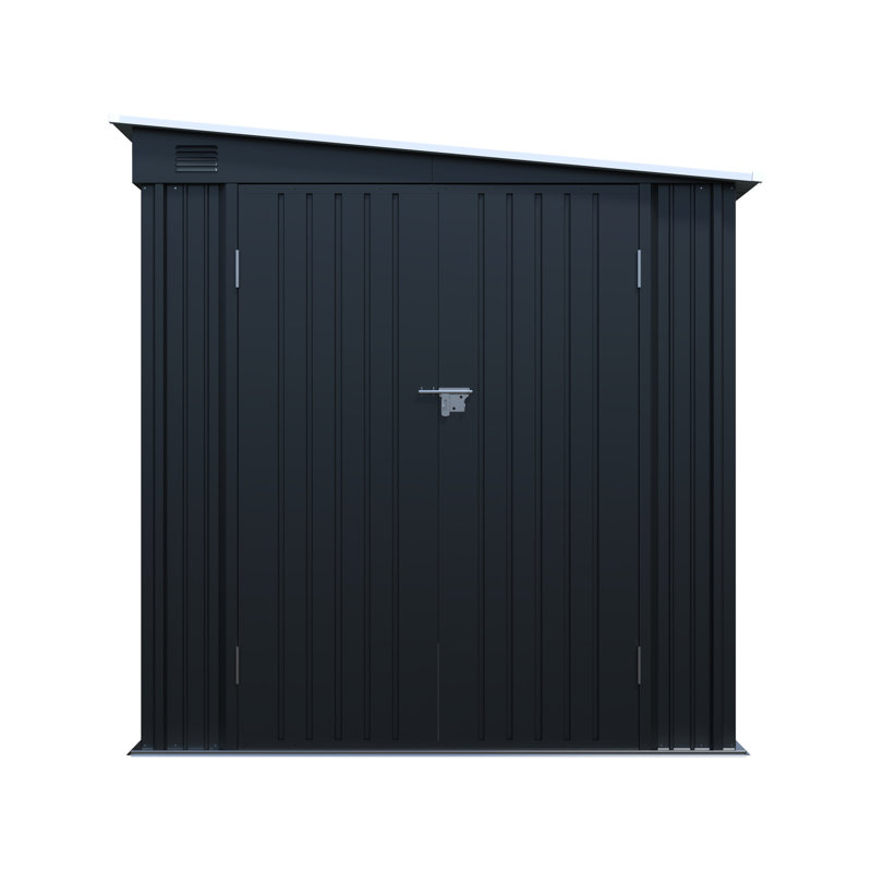 8 x 6 pi en acier galvanisé Lean - To Shed, portes doubles sécurisées, panneau de PC et peu encombrant, pour les petits jardins, la remise extérieure, la tondeuse à gazon avec remise verrouillable de 44 pieds carrés d'espace, planche, robuste, pelouse