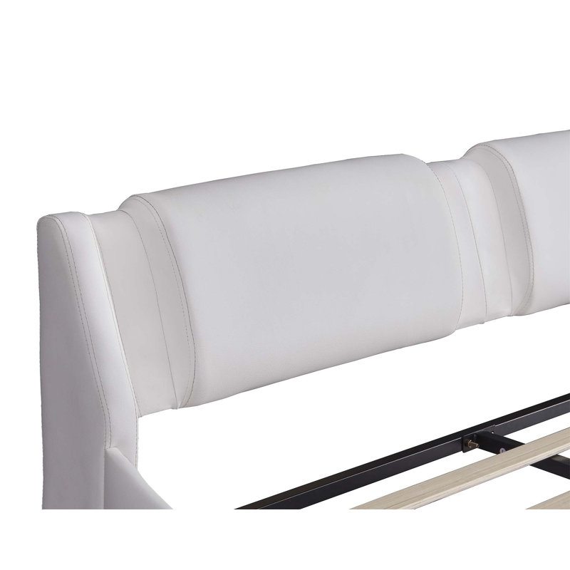 Jayvia Upholstered Platform Bed, White, Queen