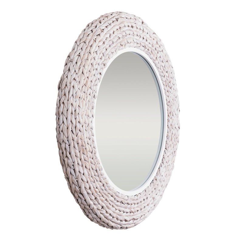 Miroir mural rond 30 po Athena - blanc mat / ruppie maritime blanc, 30,25 po x 30,25 po, Blanc