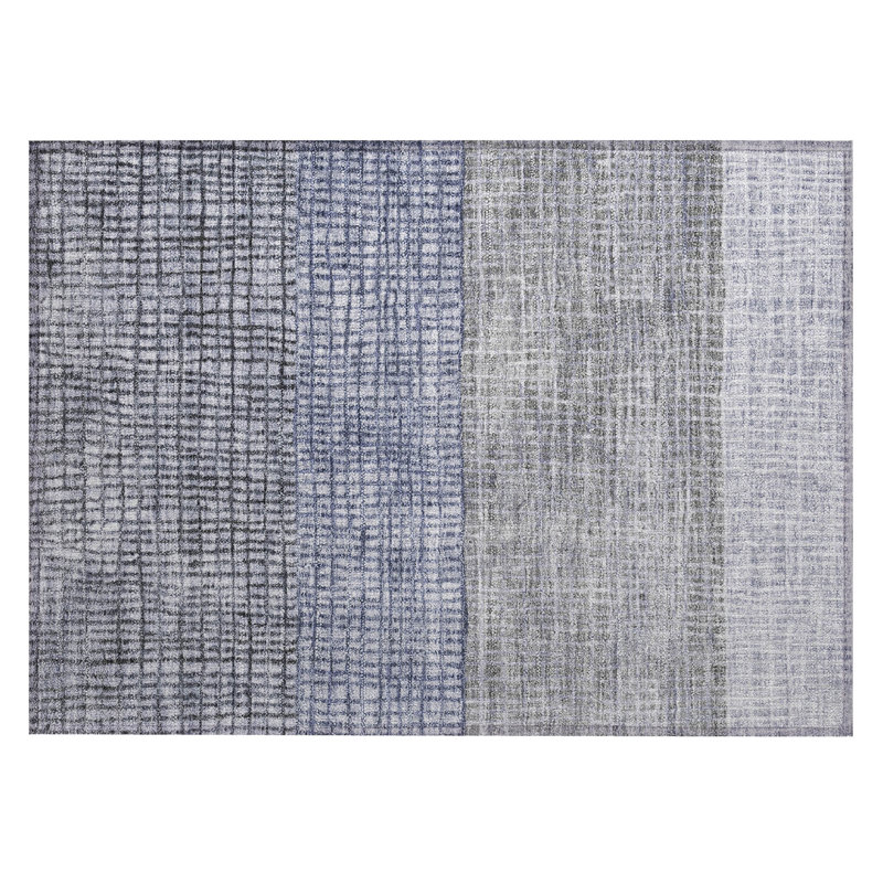 Machine Washable Indoor/Outdoor Xhevrie Denim Rug, Rectangle 1'8" x 2'6"