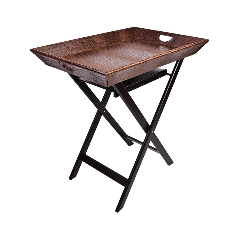 Milpitas Tray Top Cross Legs End Table, Tan