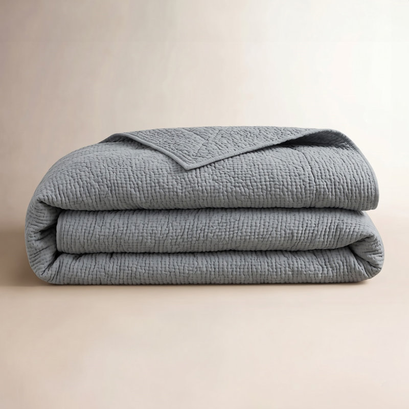 Fieldway Cotton Quilt Set, Queen Quilt, Silver Moss