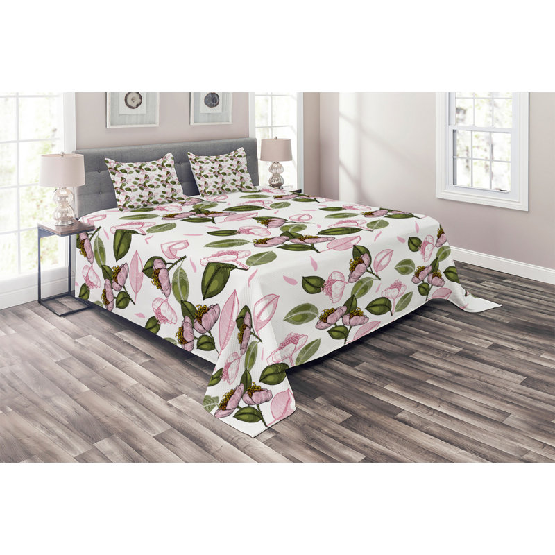 Bunny Polyester Floral Coverlet, King Bedspread + 2 Shams