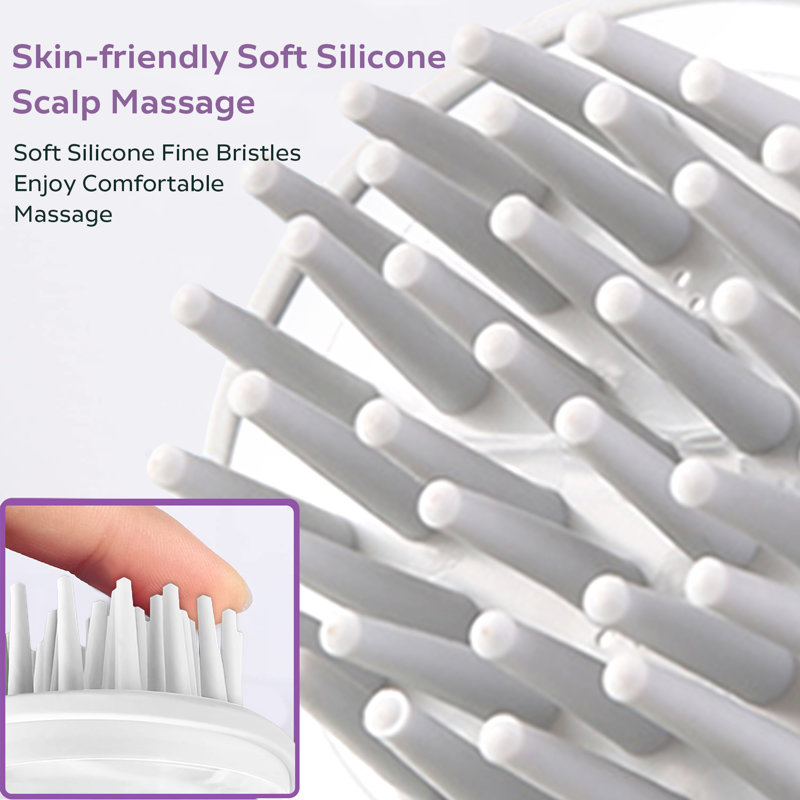 Peigne de massage pour le cuir chevelu 2 en 1, brosse à double effet pour les poils en silicone pour la relaxation du cuir chevelu, poignée antidérapante ergonomique, pour une utilisation quotidienne dans la douche et les voyages