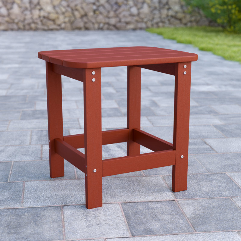 Balasi All-Weather Poly Resin Adirondack Side Table - Patio Table, Red