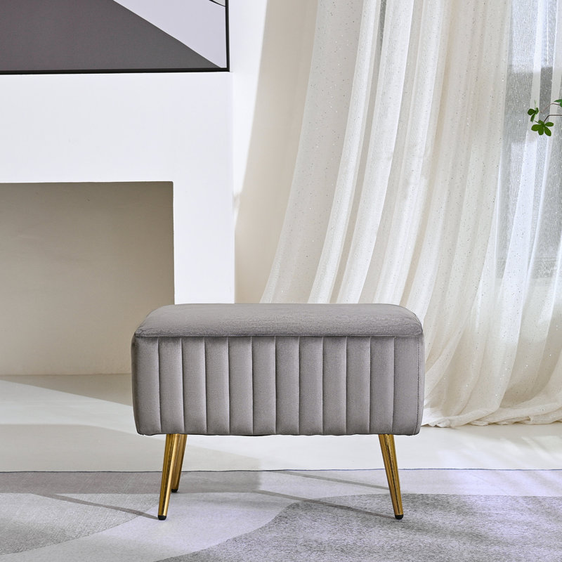 Lit tapissier et banc d'entrée Cayley-Jade, Gris, H 16 po x l 24,40 po x P 15,70 po