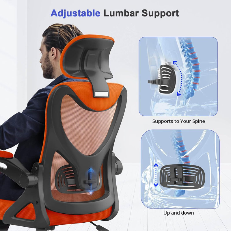 Ergonomic Office Chair, Computer Chair, Mesh Chair, Orange