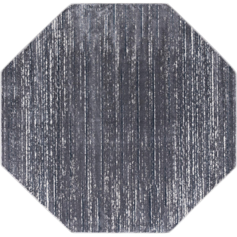 Tapis contemporain Araceli de couleur grise, Octogone 7 pi
