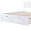 Lit plateforme blanc avec tiroirs sous le lit, fabrication en bois de pin durable et en panneau de fibres à densité moyenne pour un rangement et un style maximaux.