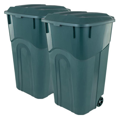 United Solutions 32 Gallon Wheeled Outdoor Trash Cans with Lids